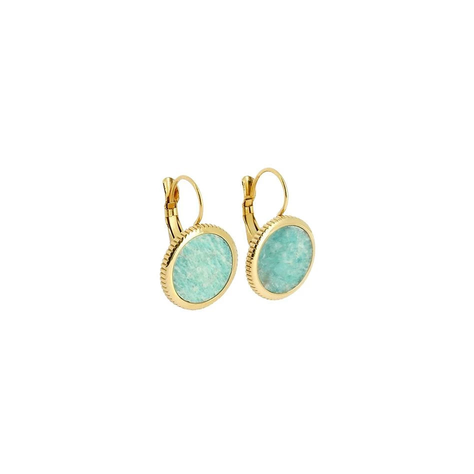 ZAG Bijoux Boucles d'oreilles Pearly en acier doré et amazonite